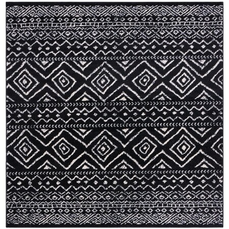 Flowers First 3 x 3 ft. Tulum Bohemian & Contemporary Square Rug - Black & Ivory FL1890580